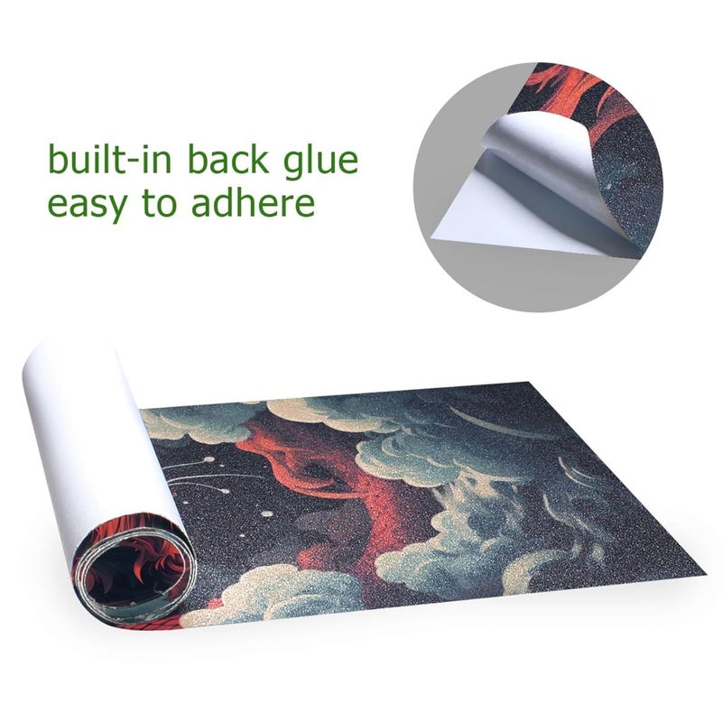 SDMKA Red Dragon Pattern Skateboard Grip Tape 9" x 33" Bubble Free Waterproof Skateboard Grip Tape Sheet Non Slip Griptape for Skateboard Longboard - Image 5